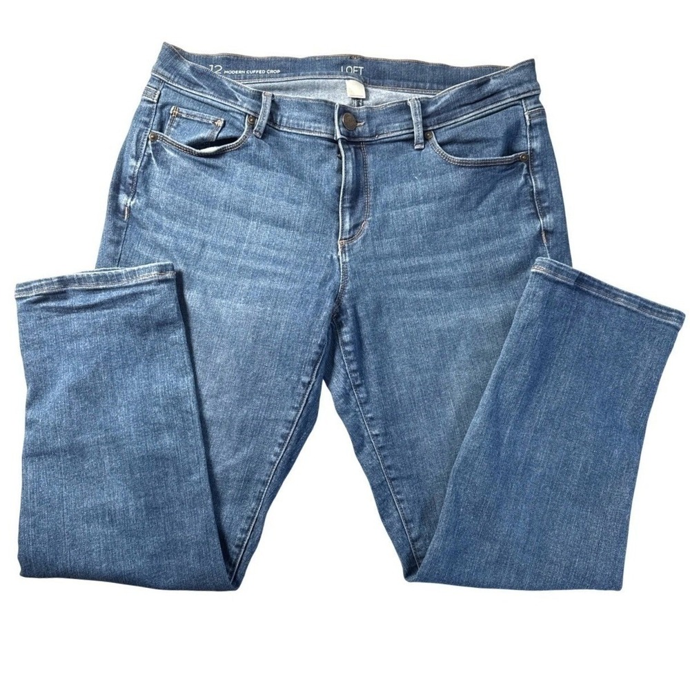 LOFT Women's Modern Crop Jeans Size 12 Denim Blue Casual, weekend Cotton Spandex